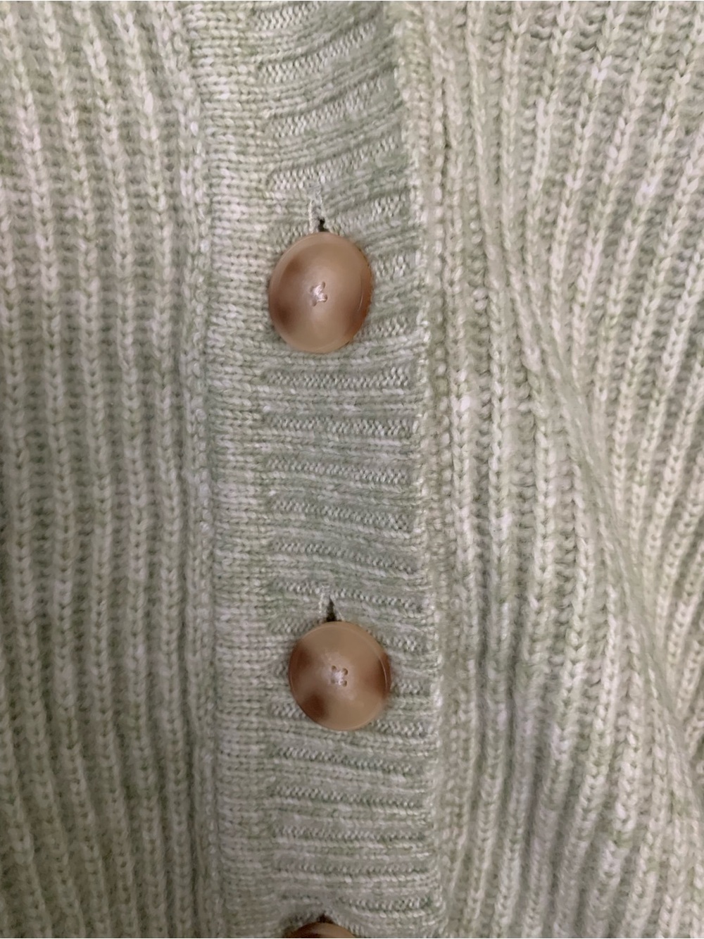 Mango Light Sage Ribbed V-Neck Button Cardigan - Picture 6 of 6